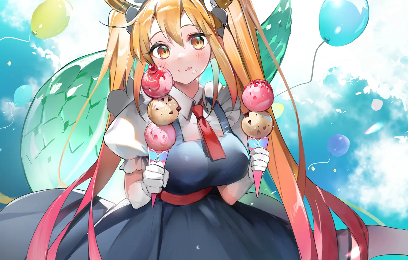 Photo wallpaper the sky, girl, balls, dragon, hyouka, Kobayashi-san Chi no Maid Dragon, Tooru