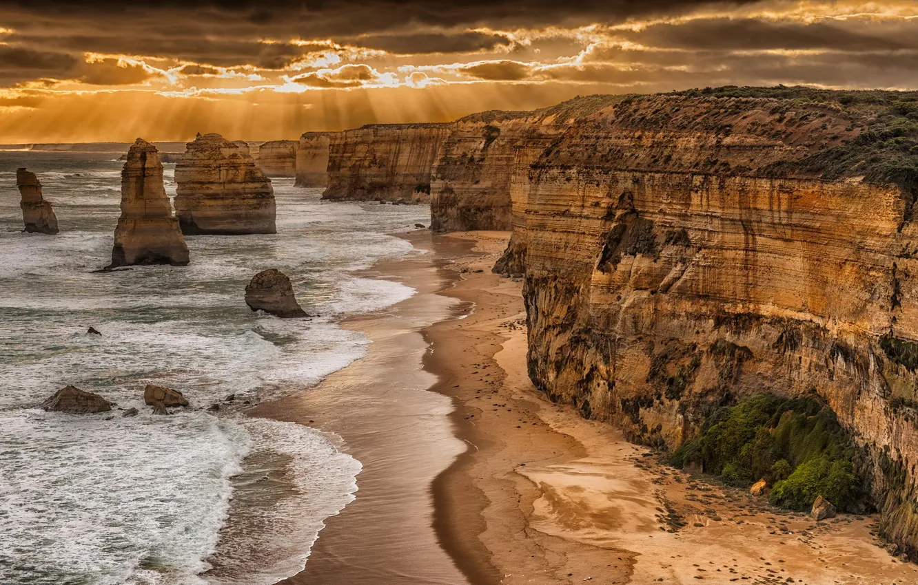 Photo wallpaper sea, beach, landscape, nature, open, rocks