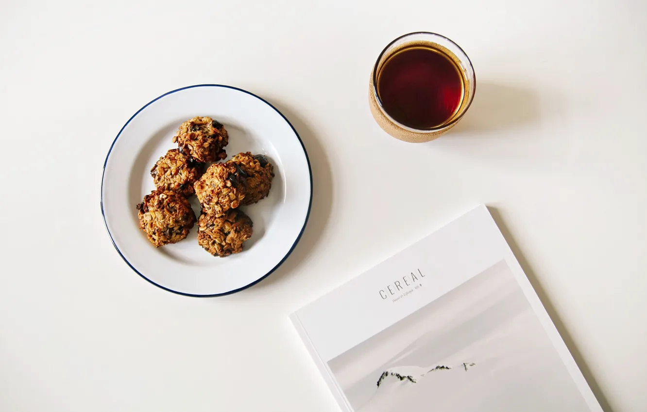 Photo wallpaper book, coffee, breakfast, cookies