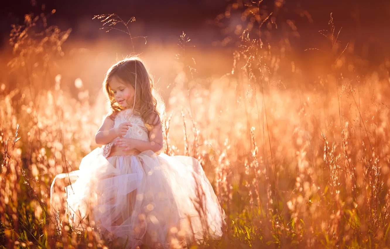 Photo wallpaper grass, mood, dress, meadow, girl