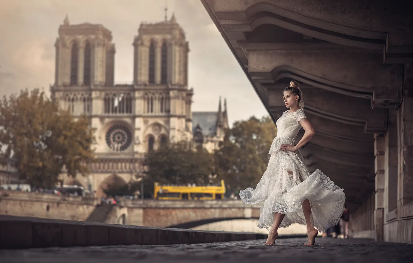 Photo wallpaper girl, bridge, dance