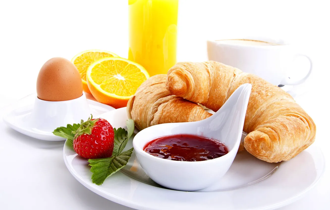Photo wallpaper orange, coffee, food, Breakfast, strawberry, juice, Cup, juice