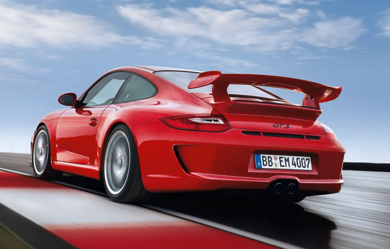 Photo wallpaper 911, 997, Porsche, Porsche, rear view, GT3, GT3.red
