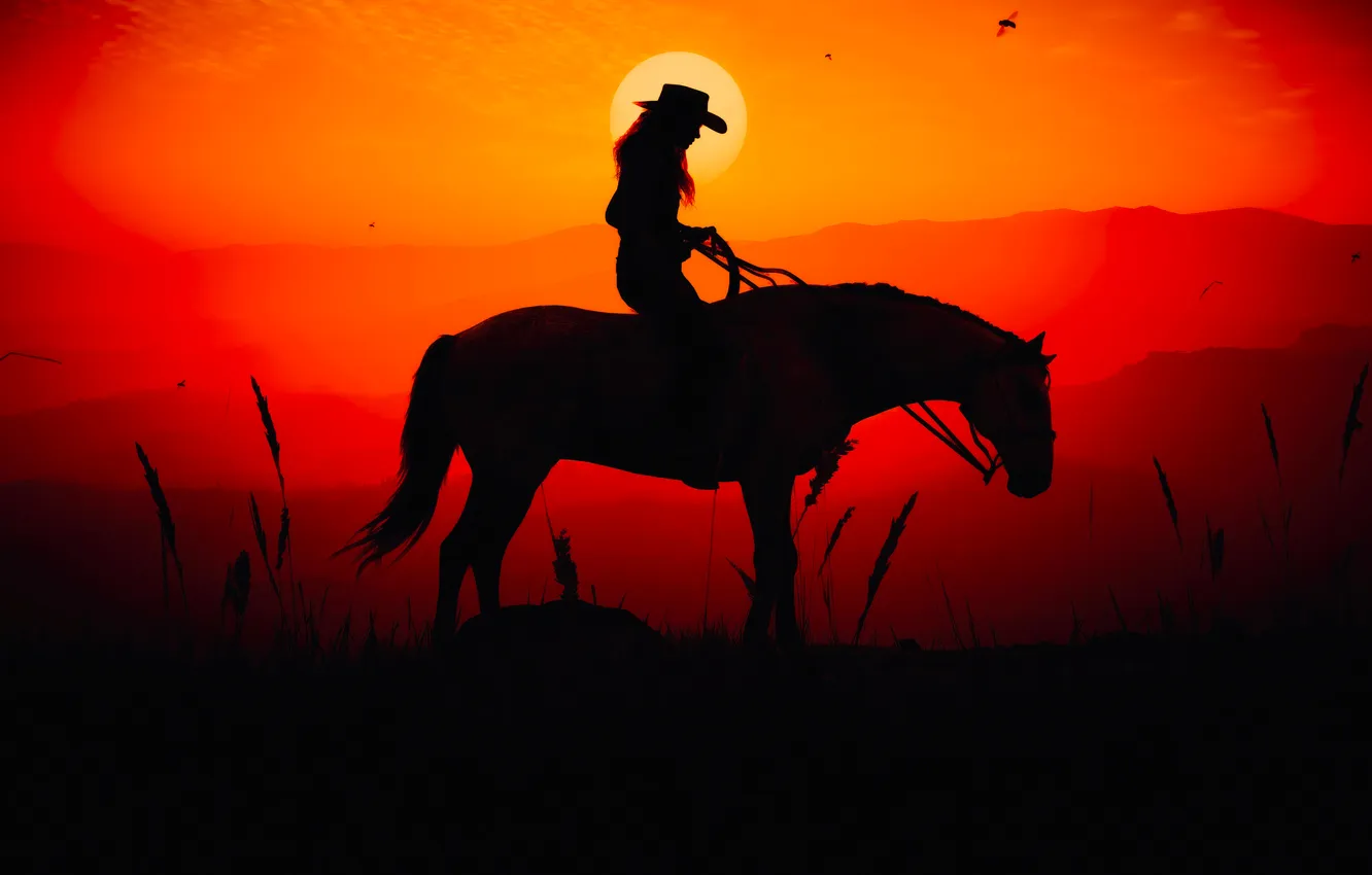 Photo wallpaper red, dead, Redemption, Cowgirl