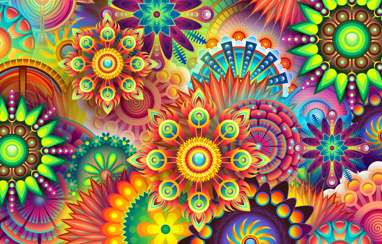 Photo wallpaper flower, pattern, paint, symmetry
