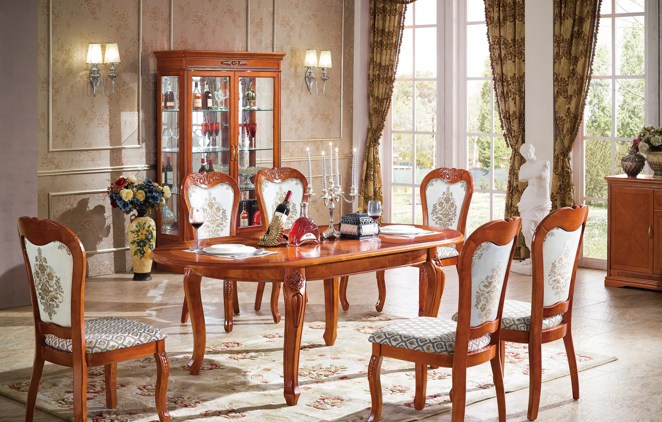 Photo wallpaper design, room, interior, dining room, castle style