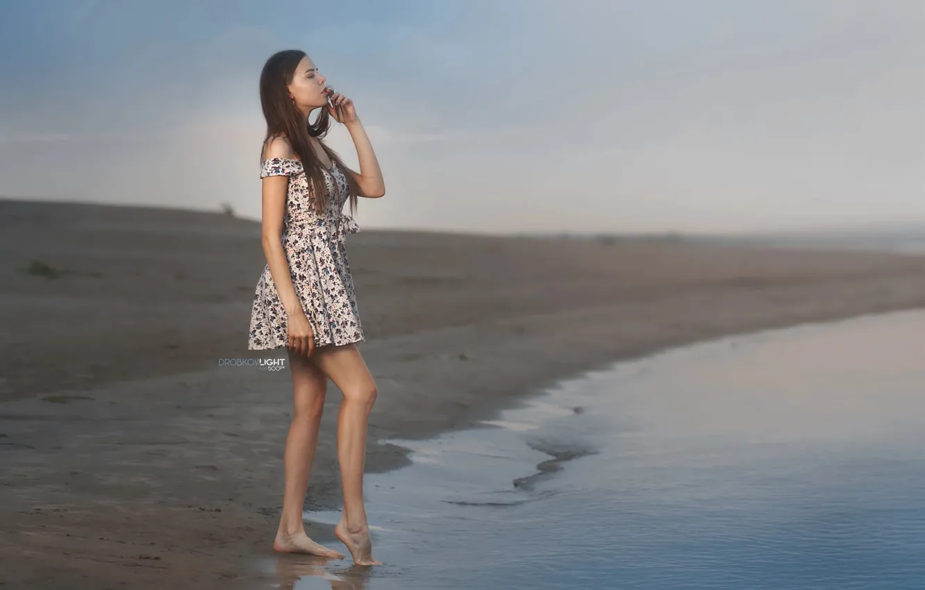 Photo wallpaper sand, beach, girl, Elena, Alexander Drobkov-Light