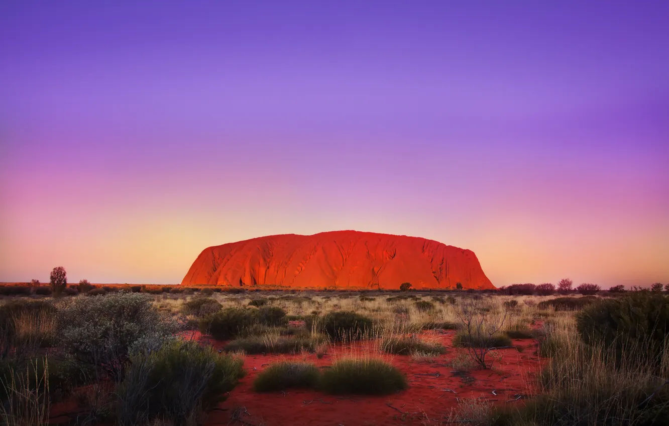 Photo wallpaper rock, desert, Australia, Uluru, Ayers Rock, orange-brown