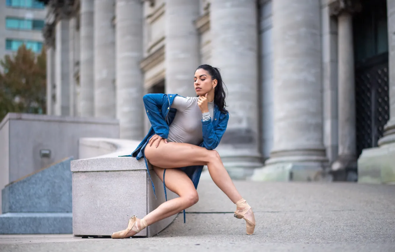 Photo wallpaper girl, street, ballerina