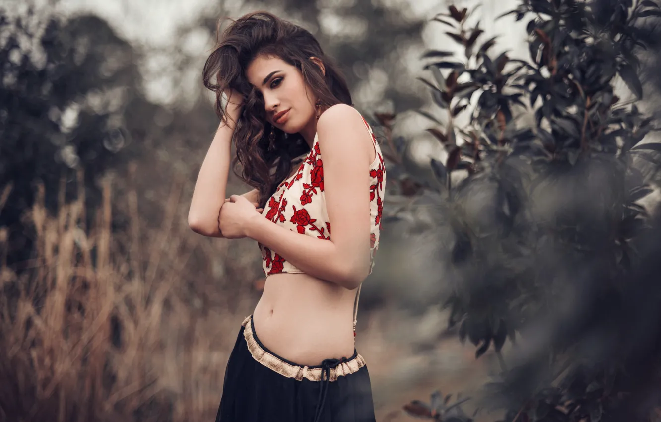 Photo wallpaper girl, pose, brown hair