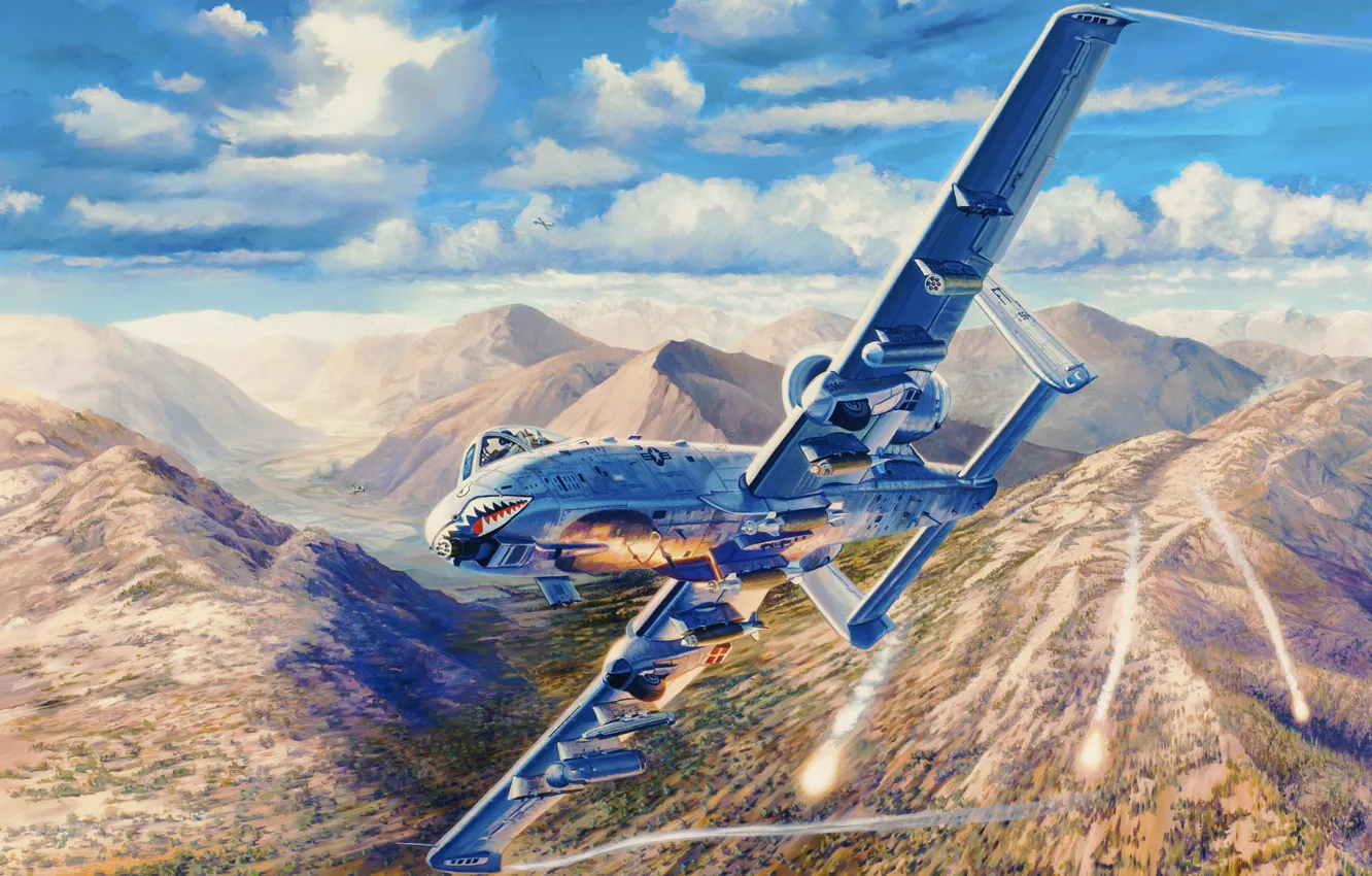 Photo wallpaper war, art, painting, aviation, Fairchild Republic A-10 Thunderbolt II
