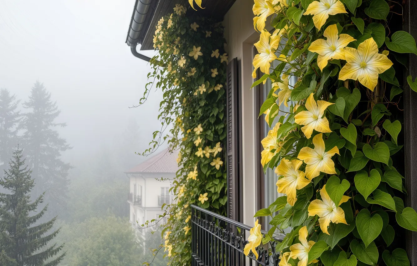 Photo wallpaper flowers, home, AI art, neural network