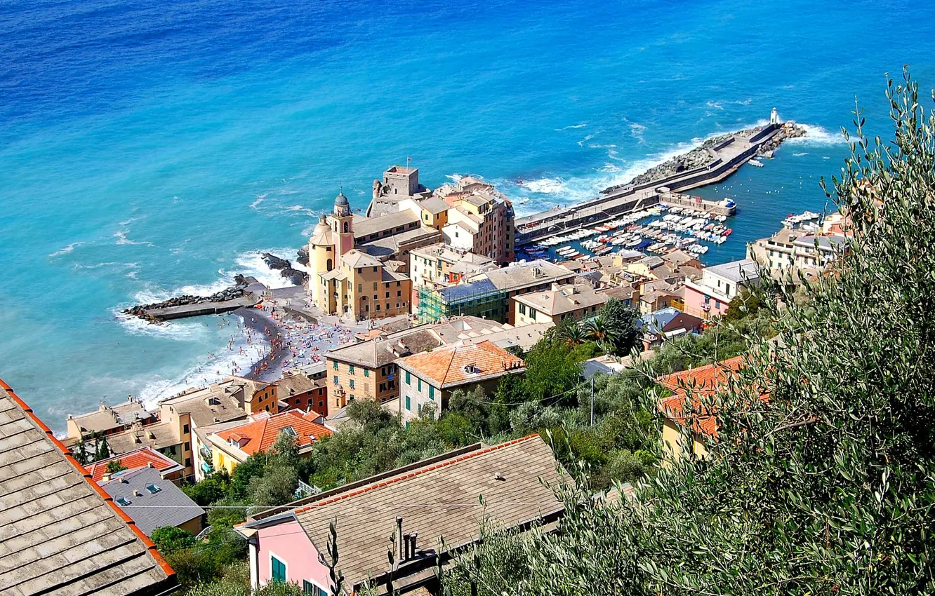 Photo wallpaper Italy, Fort, Basilica, Camogli