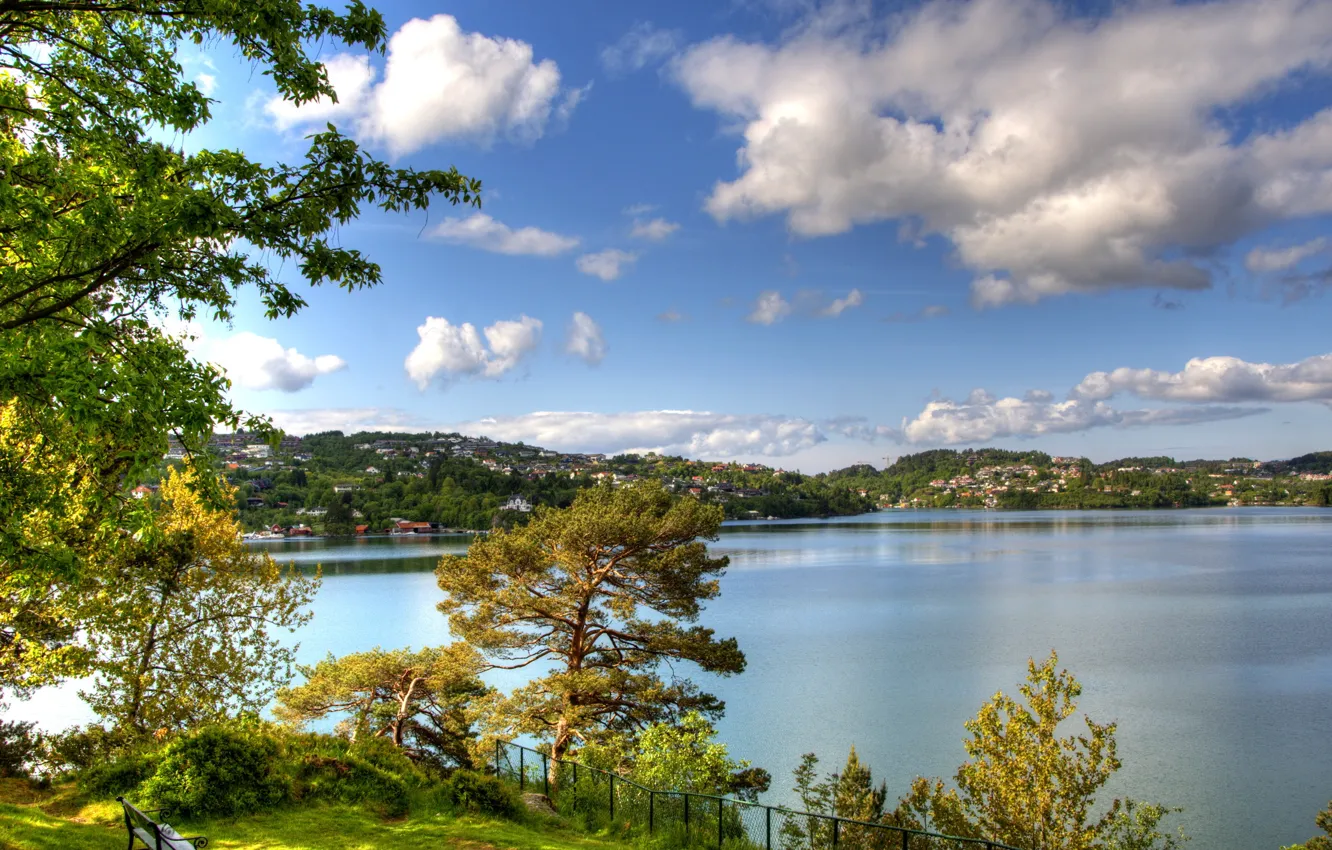 Photo wallpaper river, nature, lake