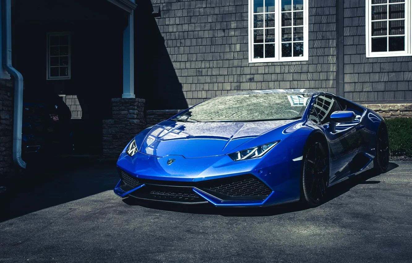 Photo wallpaper Lamborghini, Windows, Blue, V10, VAG, Huracan, Sight