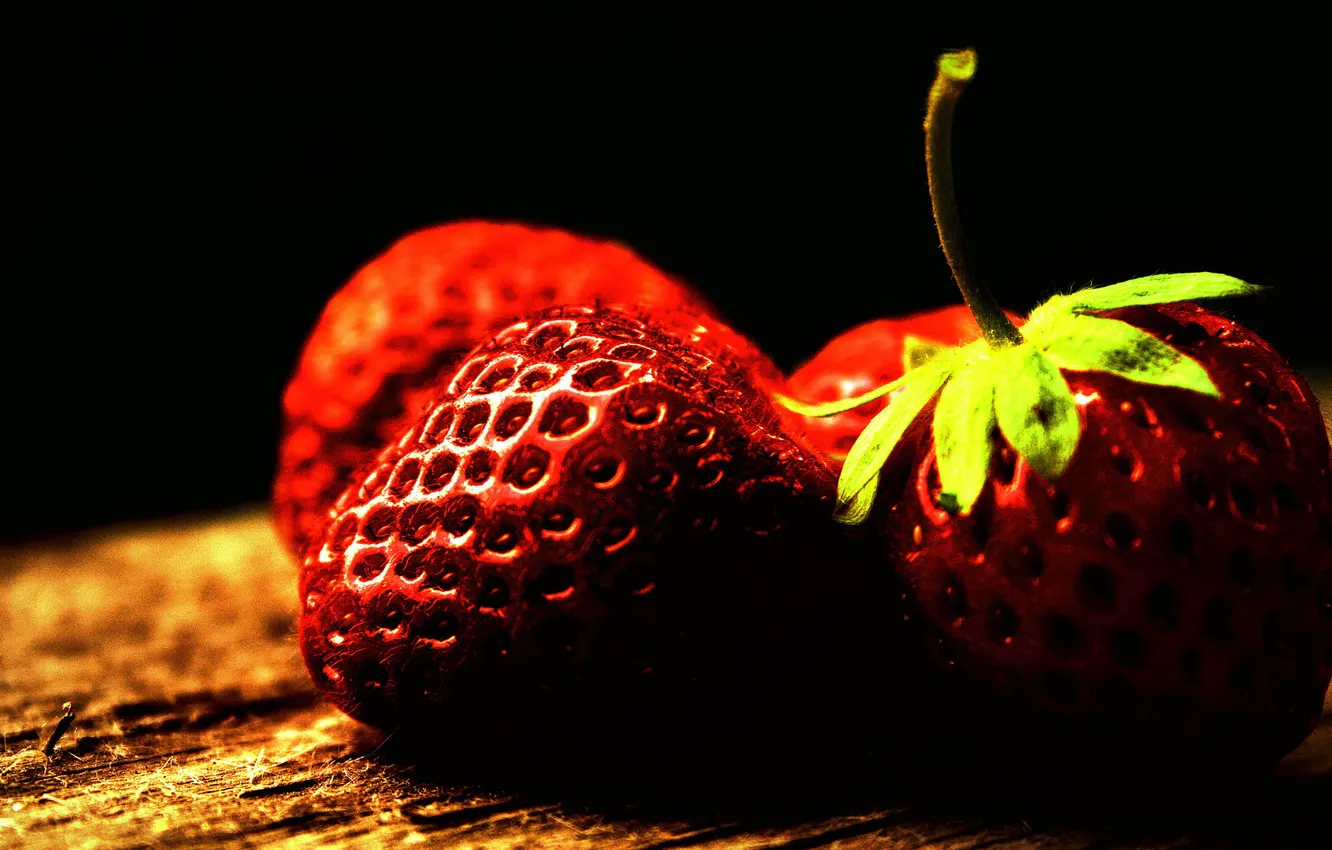 Photo wallpaper macro, berries, photo, color, treatment, strawberry, fruit, picture