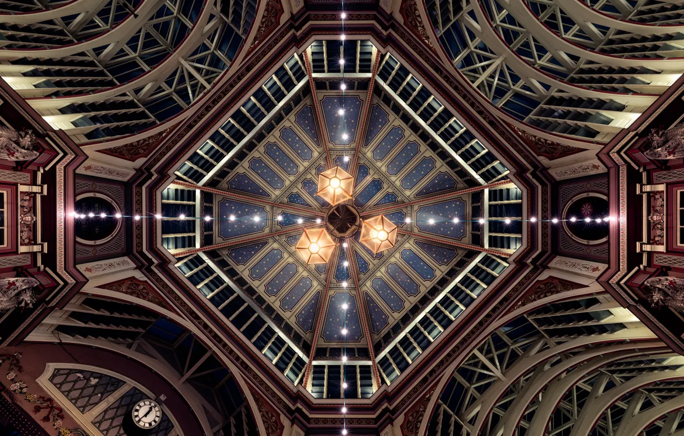 Photo wallpaper the ceiling, chandelier, hand-painted