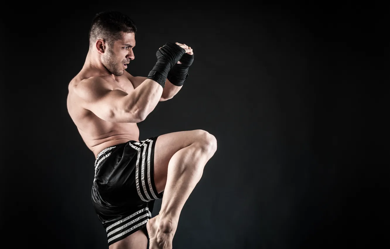 Photo wallpaper gloves, kickboxer, sportsman