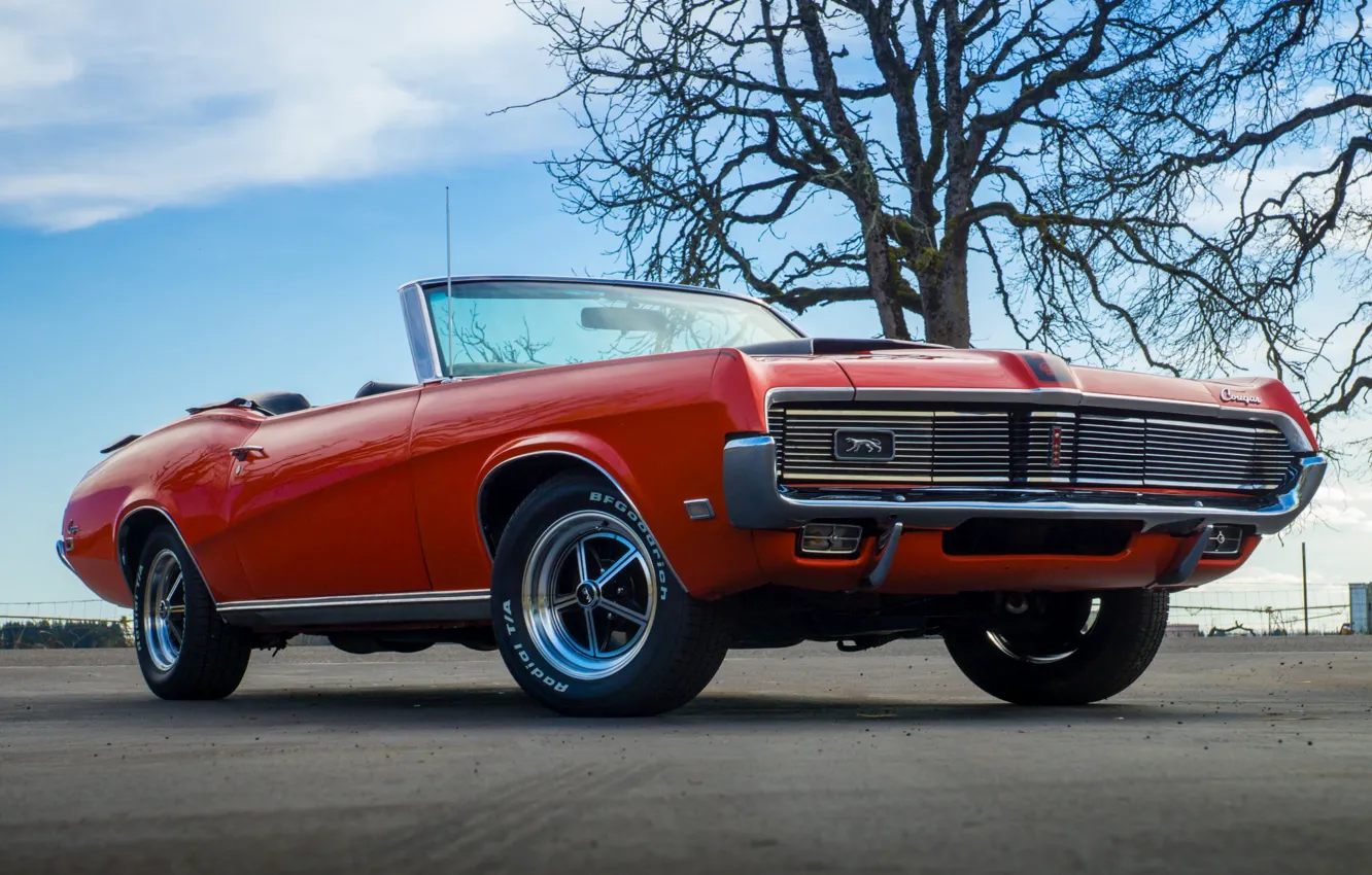 Photo wallpaper style, retro, 1969, classic, the front, Mercury, Cougar Convertible