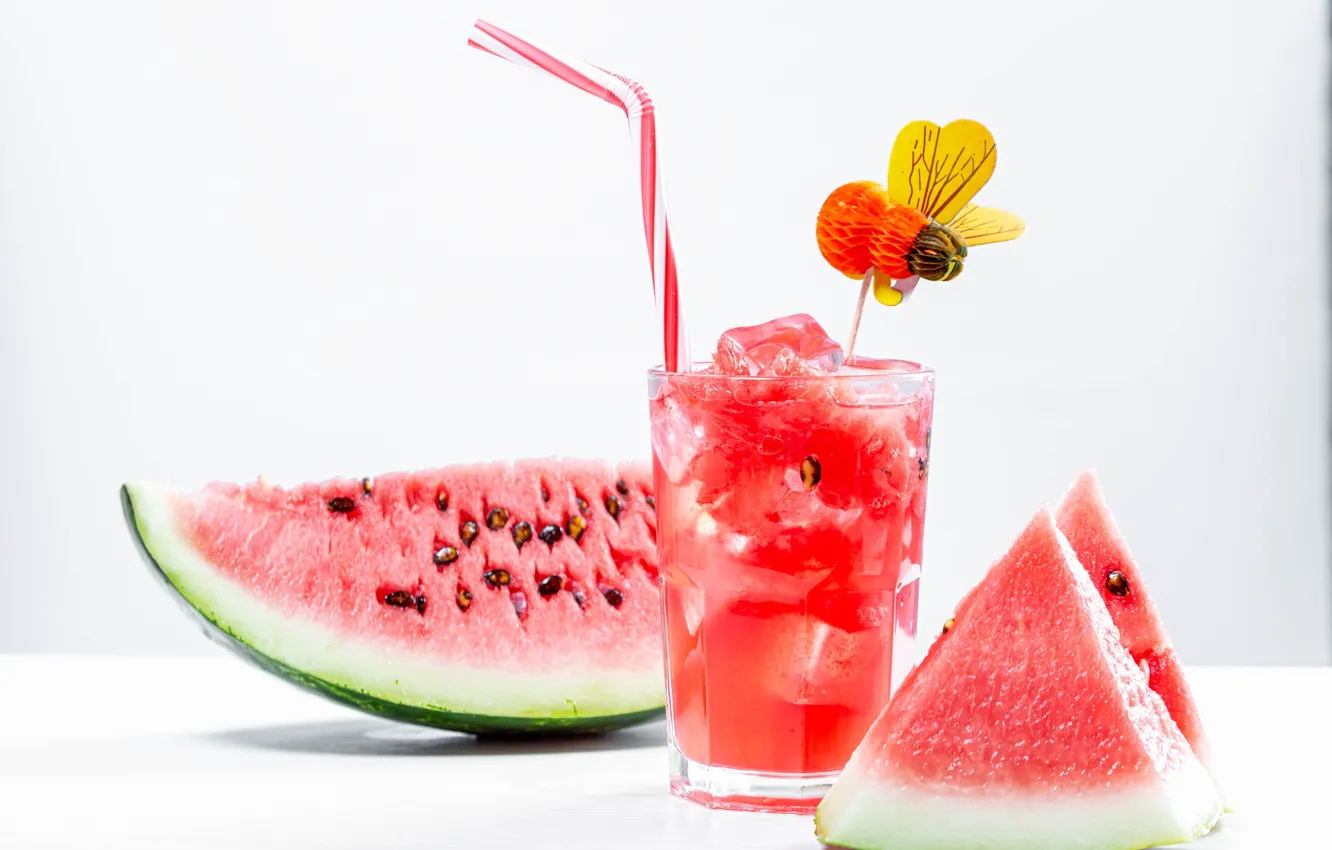 Photo wallpaper glass, watermelon, drink