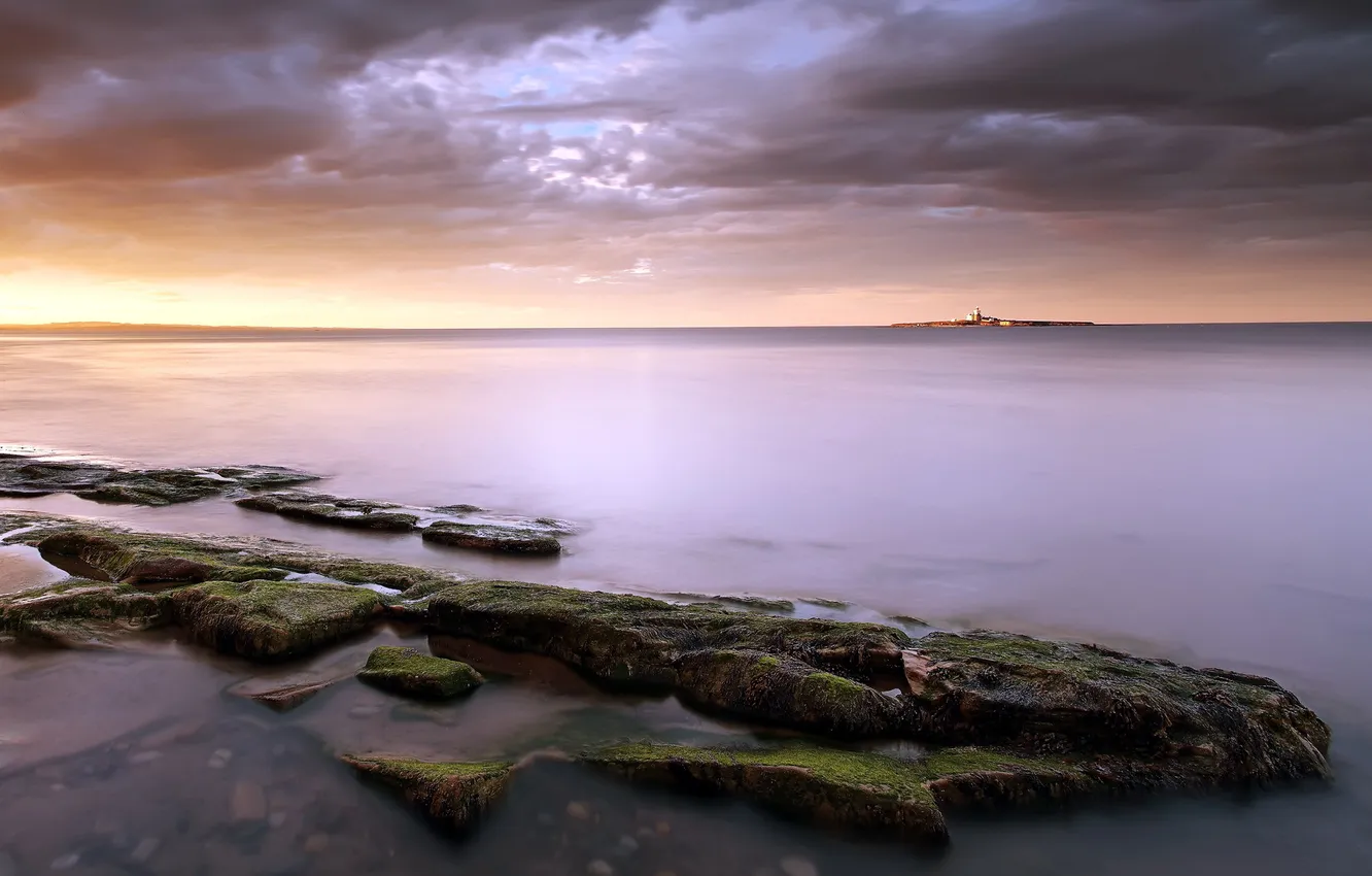 Photo wallpaper sea, landscape, sunset