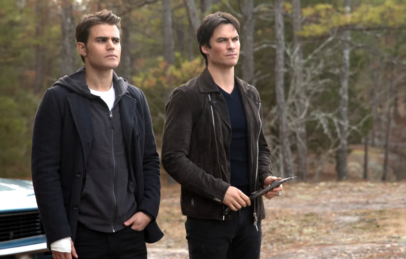 Photo wallpaper jacket, male, The vampire diaries, Ian Somerhalder, Ian Somerhalder, Paul Wesley, Paul Wesley, Vampire Diaries