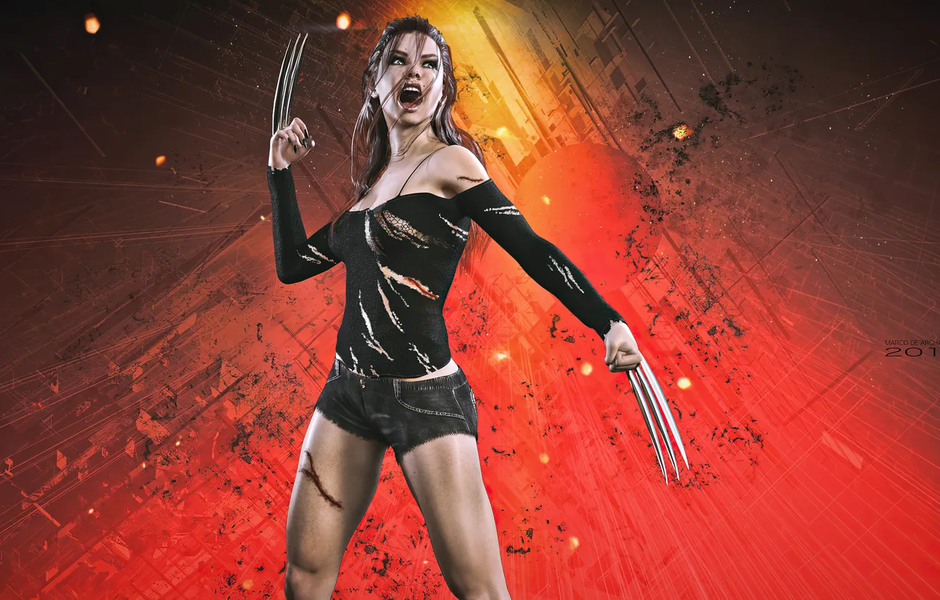 Photo wallpaper girl, cosplay, claws, Superhero