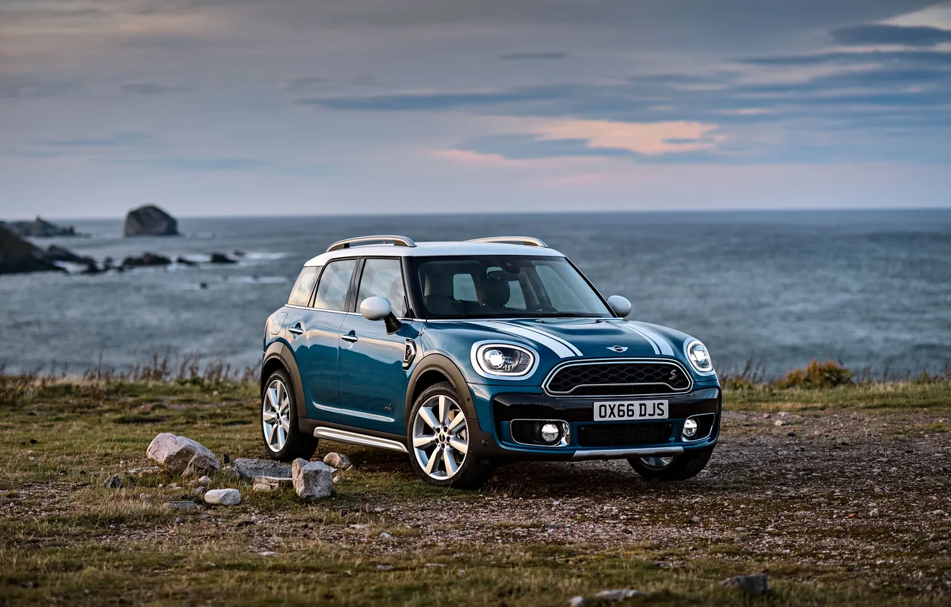 Photo wallpaper Mini, Mini Cooper, blue cars, British cars, hatchbacks