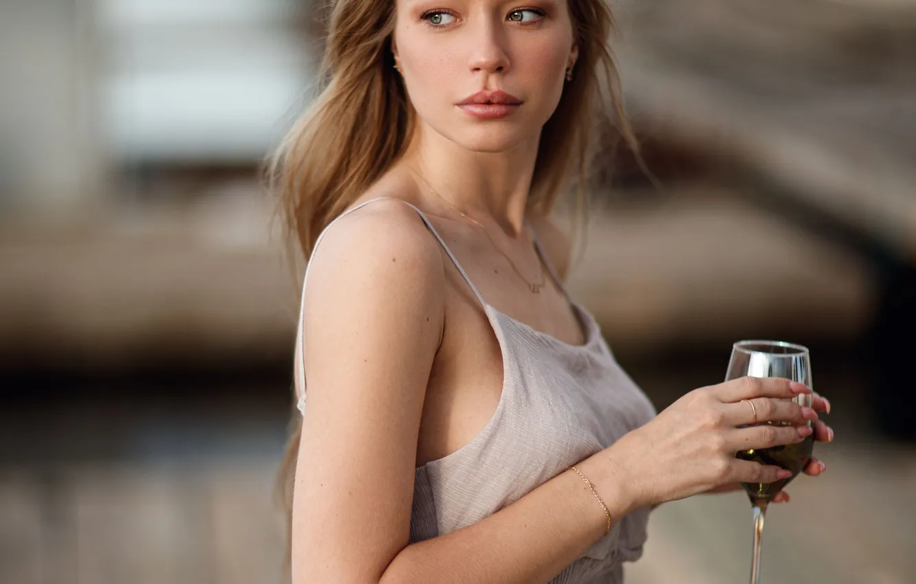 Photo wallpaper girl, glass, Sergey Sorokin, At the marina