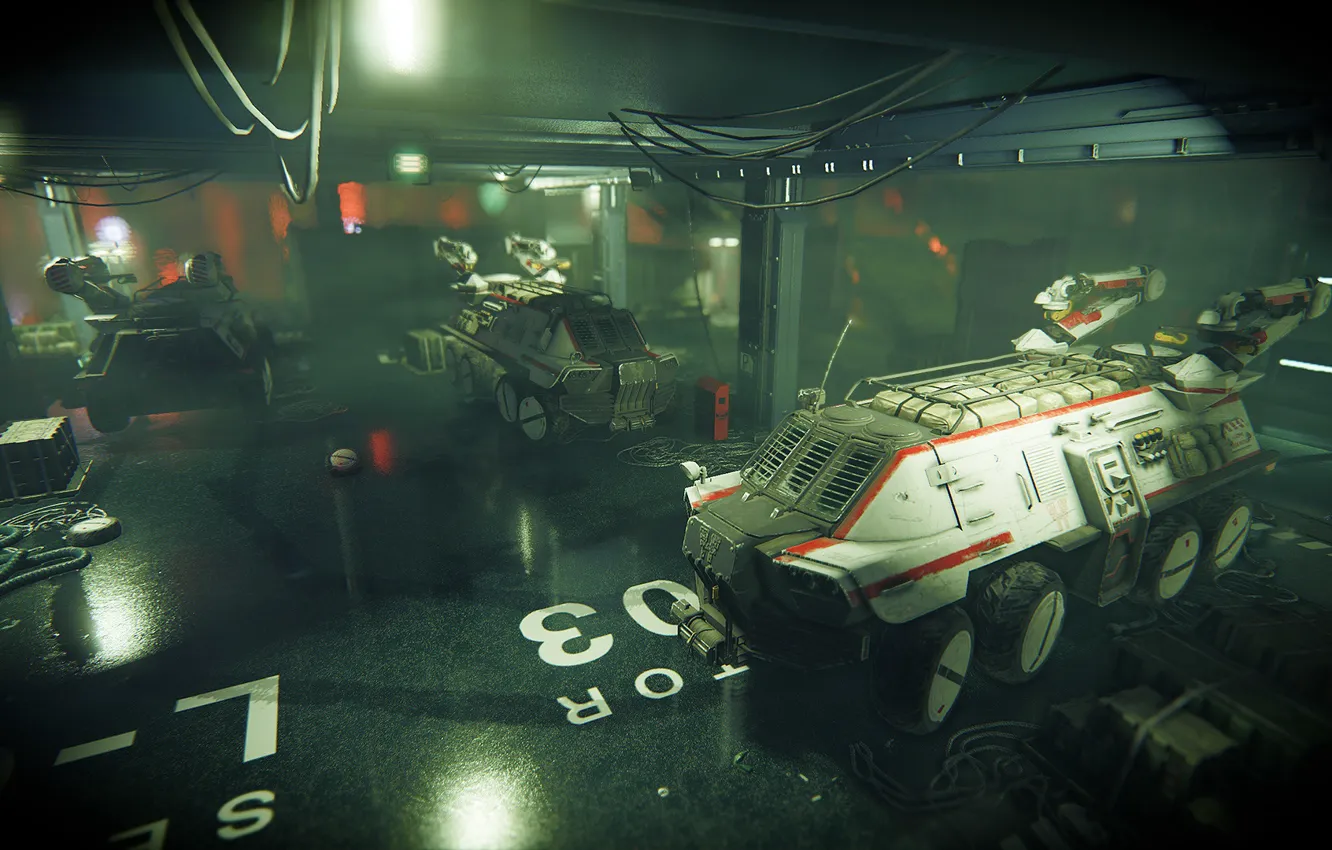 Photo wallpaper hangar, Shadow Warrior 2, Zilla transport Vehicle