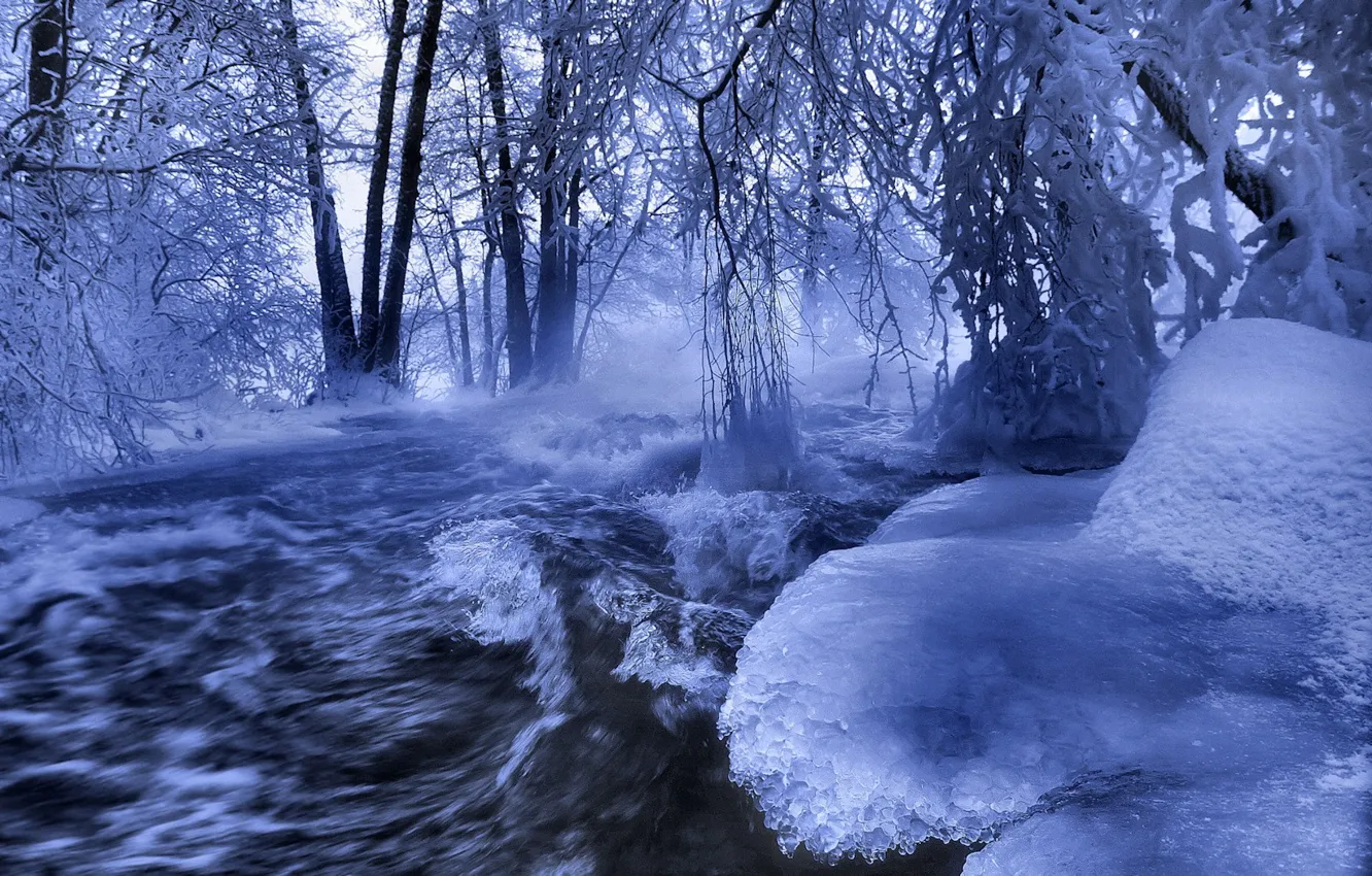 Photo wallpaper ice, winter, river