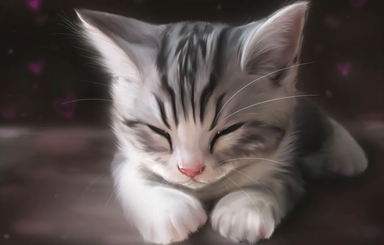 Photo wallpaper cat, cat, face, kitty, figure, art, sleeping
