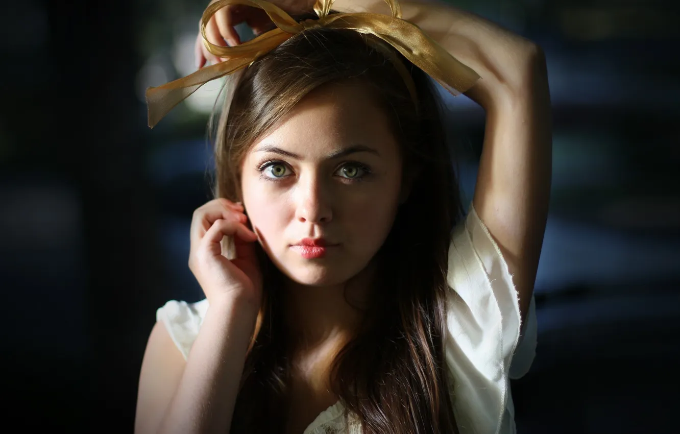 Photo wallpaper eyes, girl, face, portrait, lips, gesture