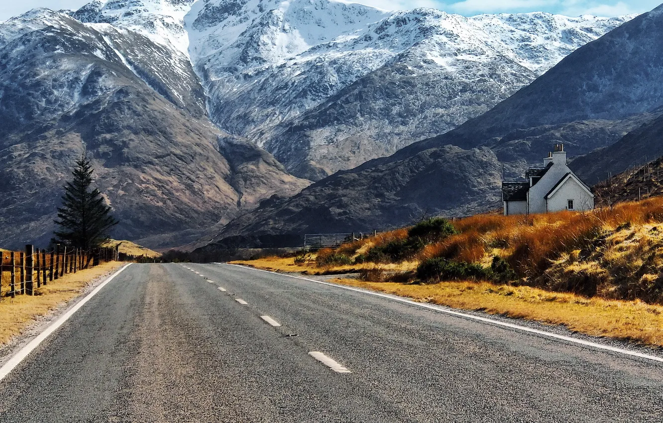 Photo wallpaper Road, Trip, Highland