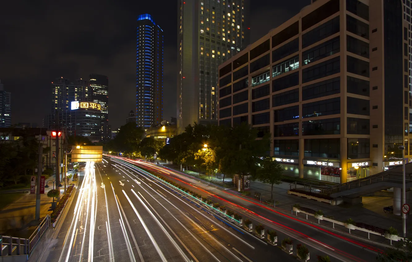 Photo wallpaper night, China, skyscrapers, China, Shanghai, Shanghai