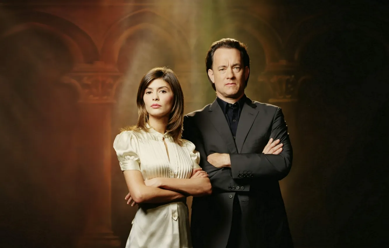Photo wallpaper the film, woman, actor, male, Audrey Tautou, Audrey Tautou, Tom Hanks, Tom Hanks