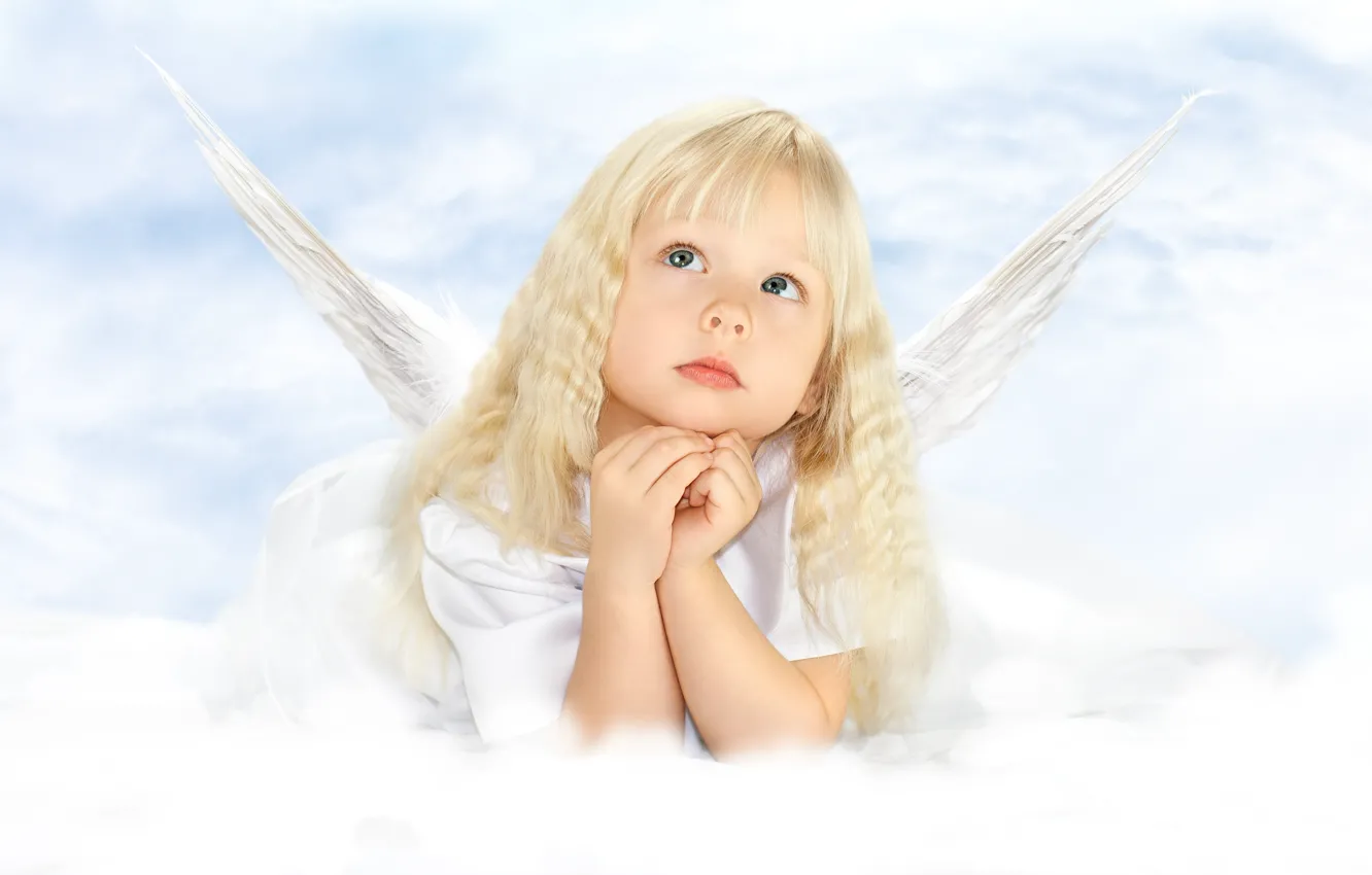 Photo wallpaper children, childhood, wings, angel, girl, beautiful, wings, beautiful