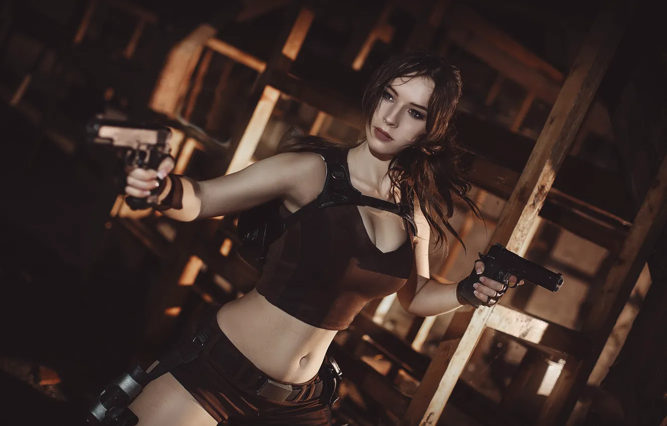 Photo wallpaper girl, gun, weapons, cosplay