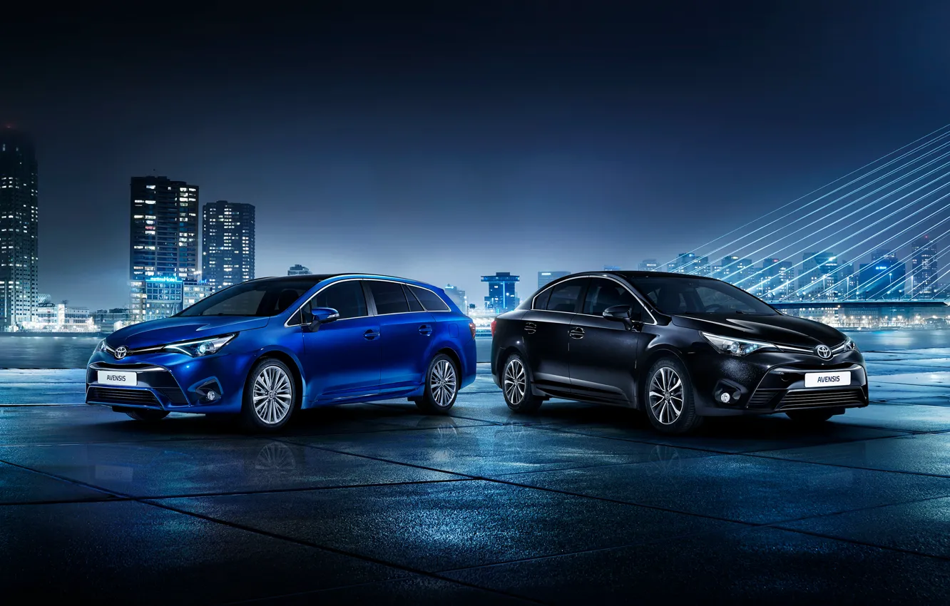 Photo wallpaper Toyota, Avensis, blue fon