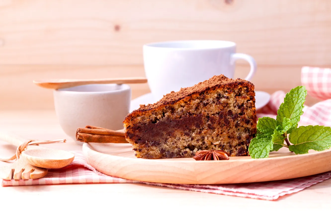 Photo wallpaper coffee, pie, cinnamon, cakes, Anis