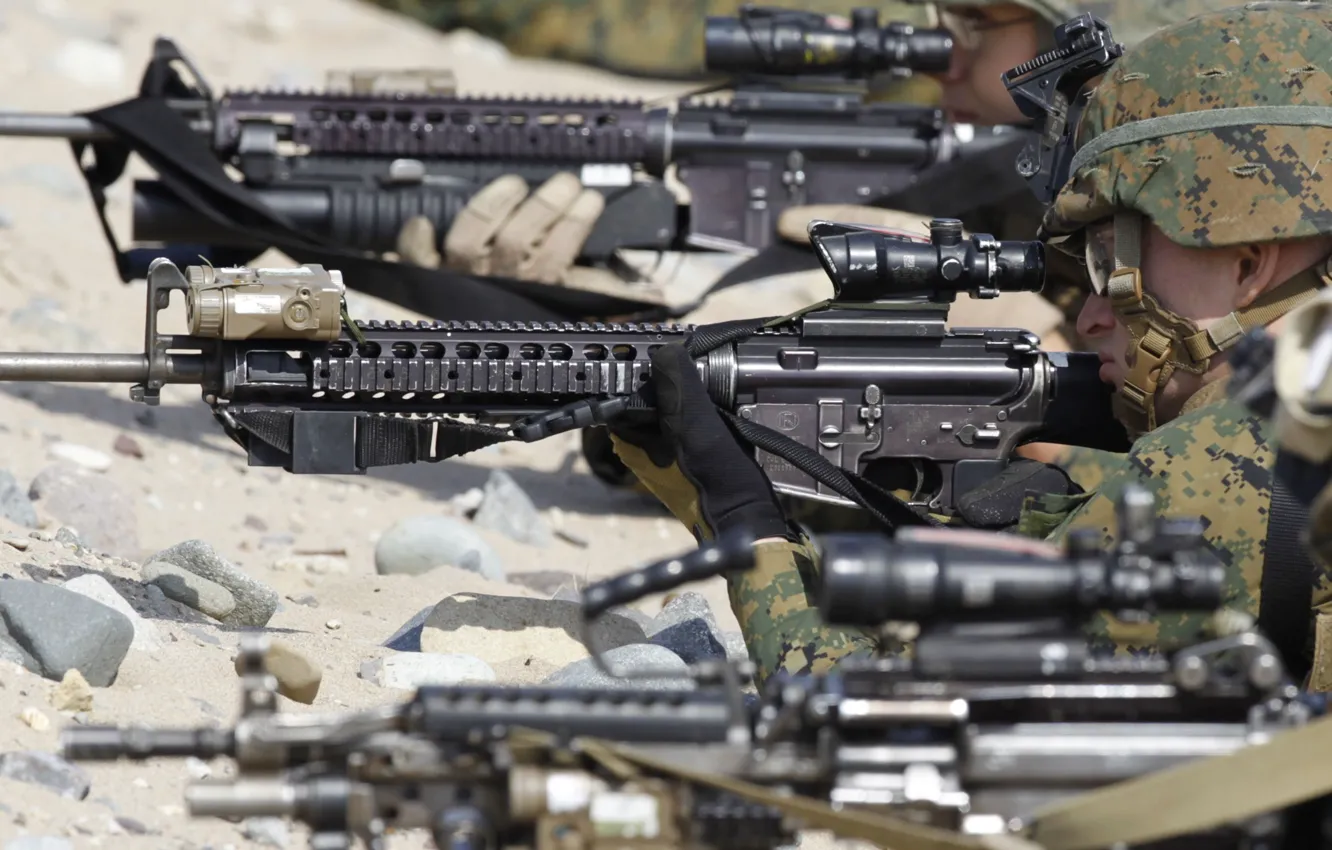 Photo wallpaper gun, soldier, weapon, army, rifle, pearls