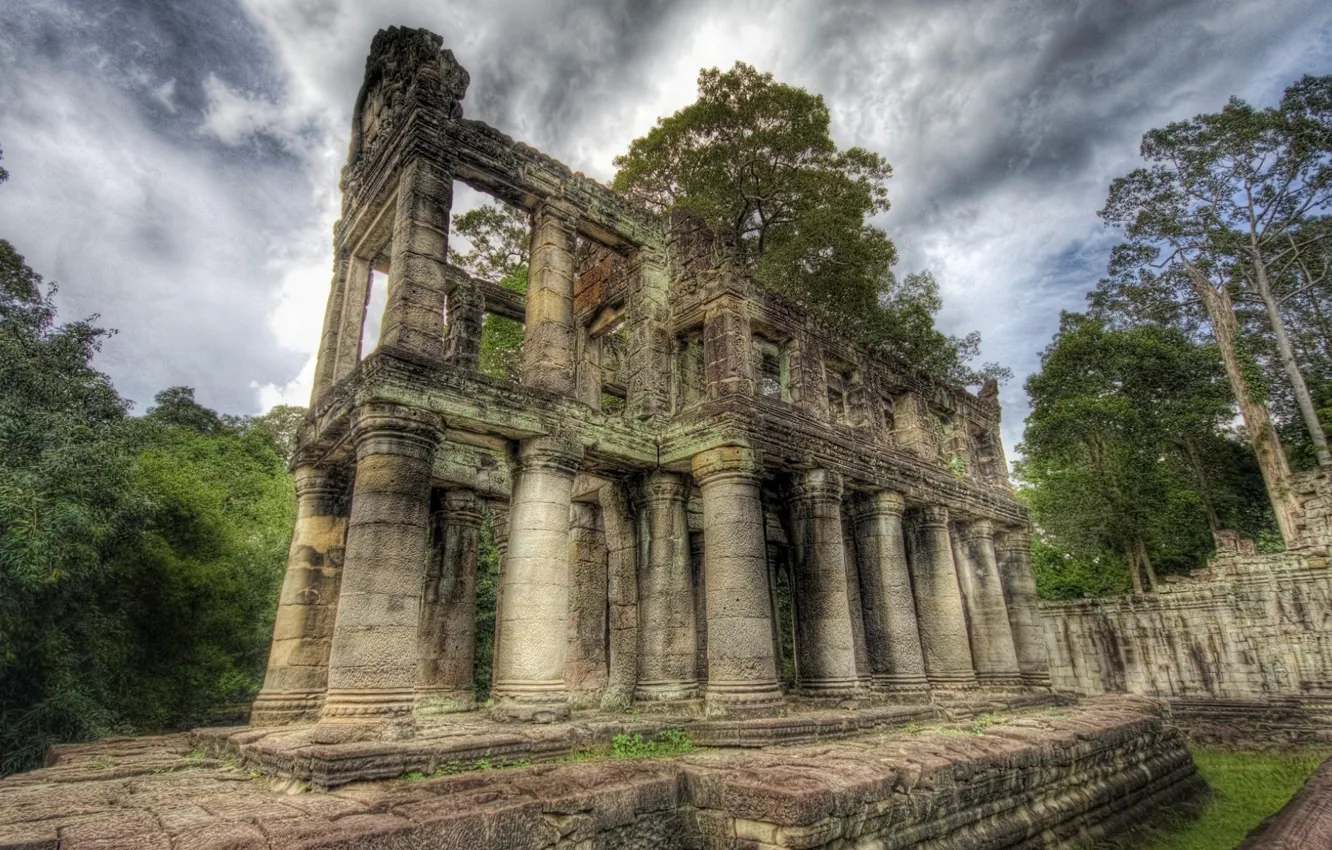 Photo wallpaper forest, building, ruins