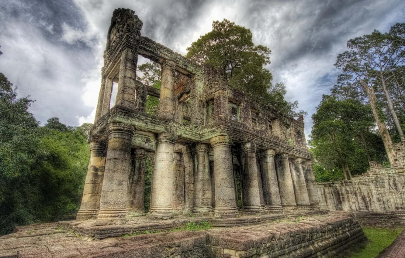 Photo wallpaper forest, The building, ruins