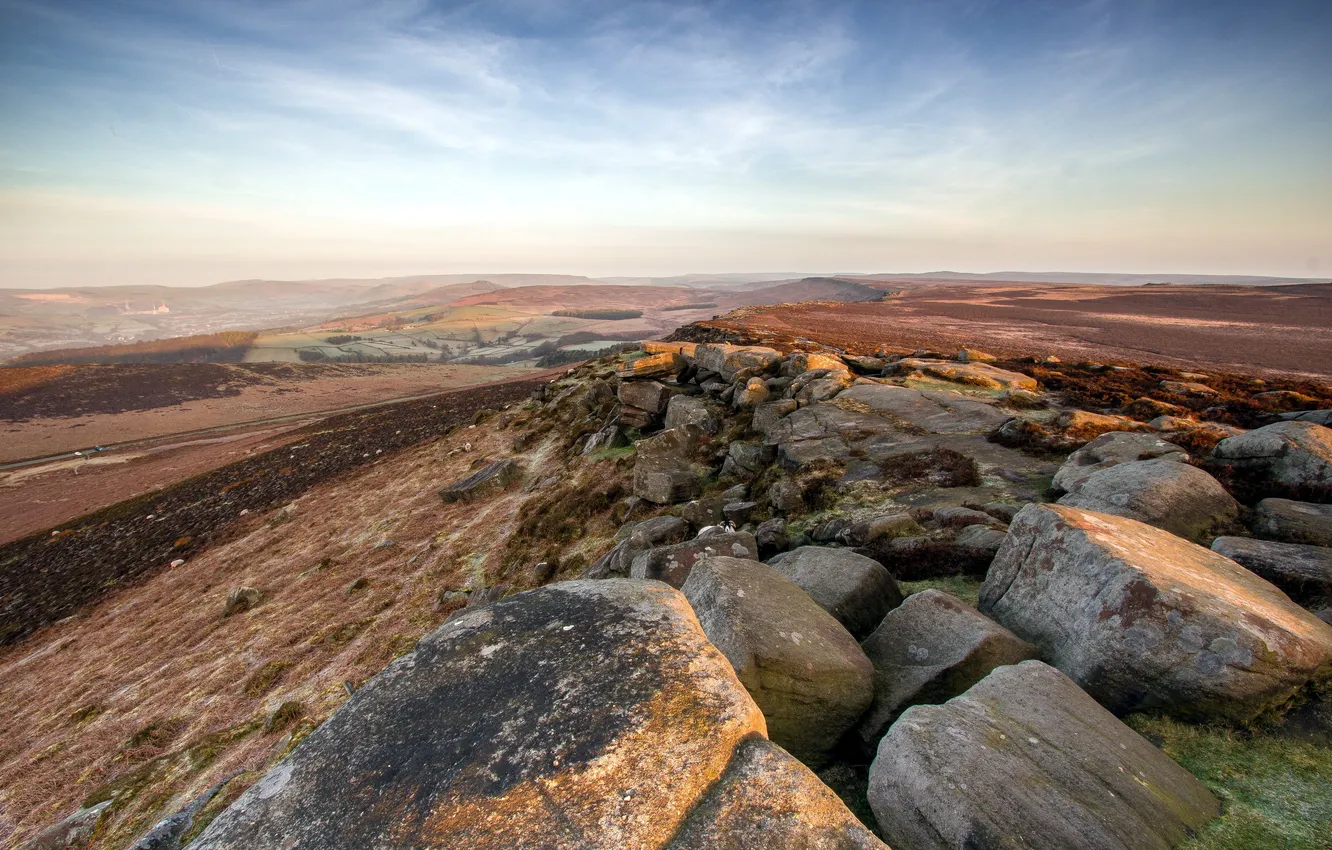 Photo wallpaper landscape, mountains, stones