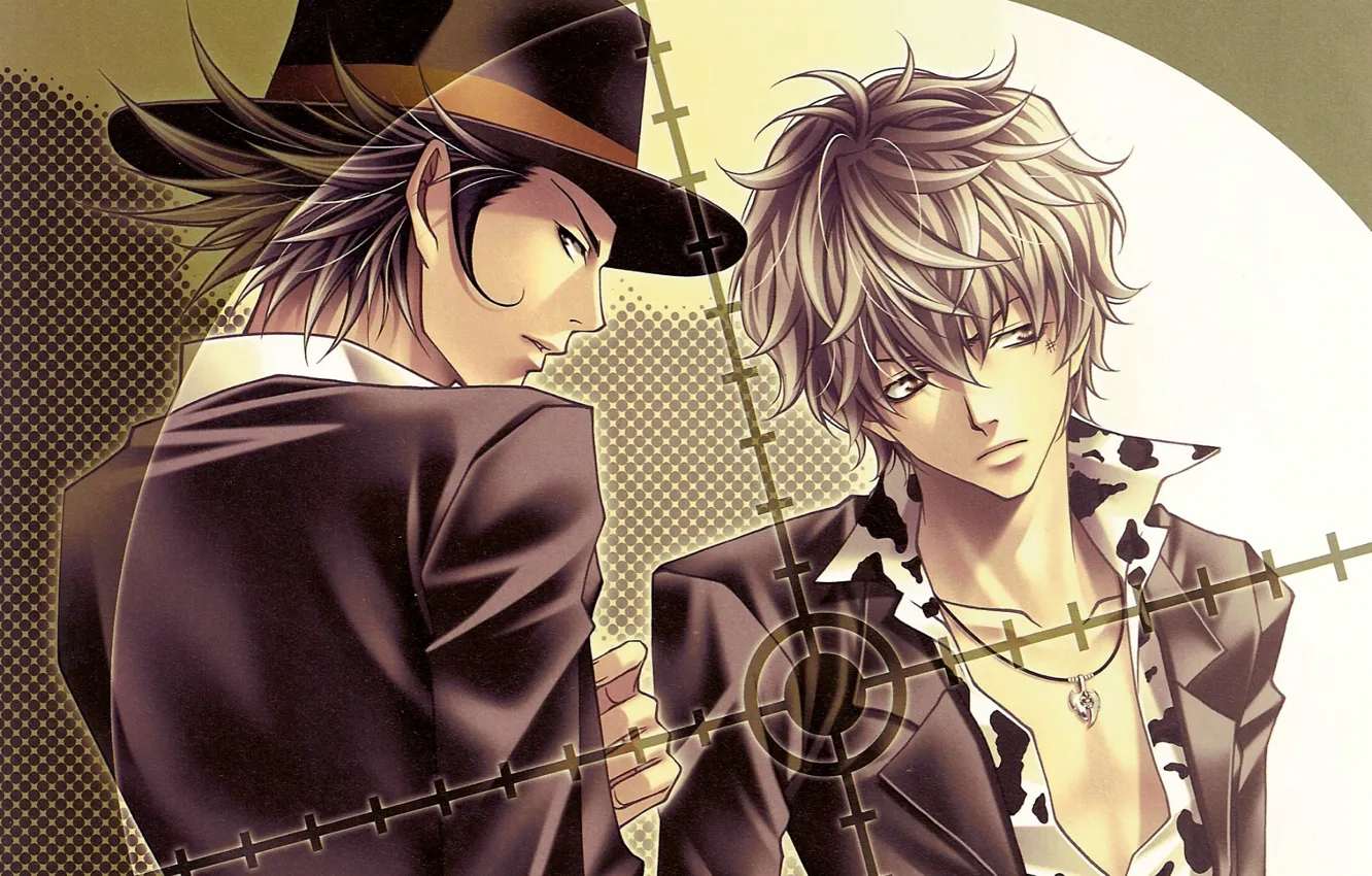 Photo wallpaper hat, two, sight, Lambo, art, mafia, katekyo Hitman reborn, reborn