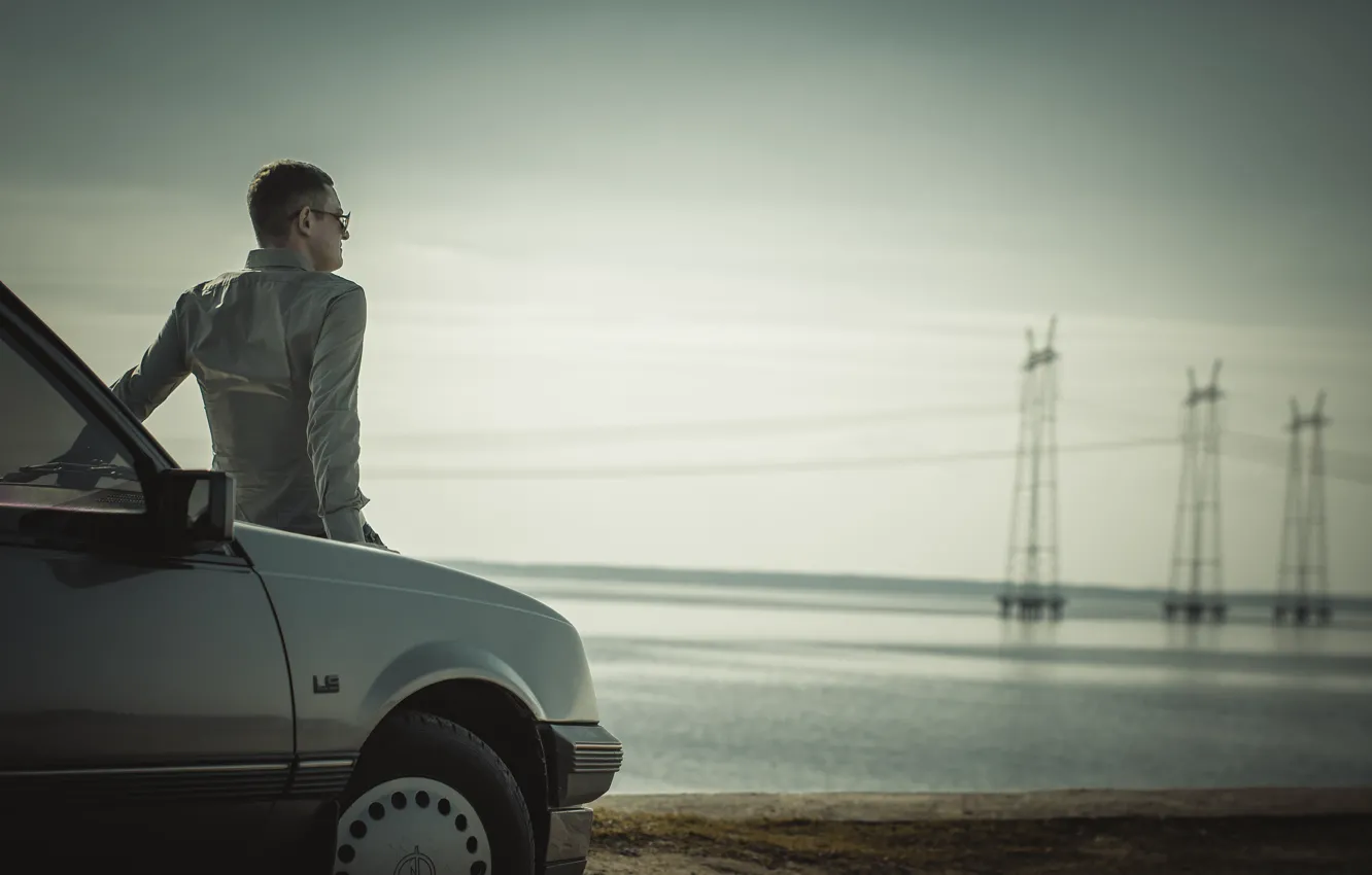 Photo wallpaper loneliness, thoughts, by car, near water, rozumie