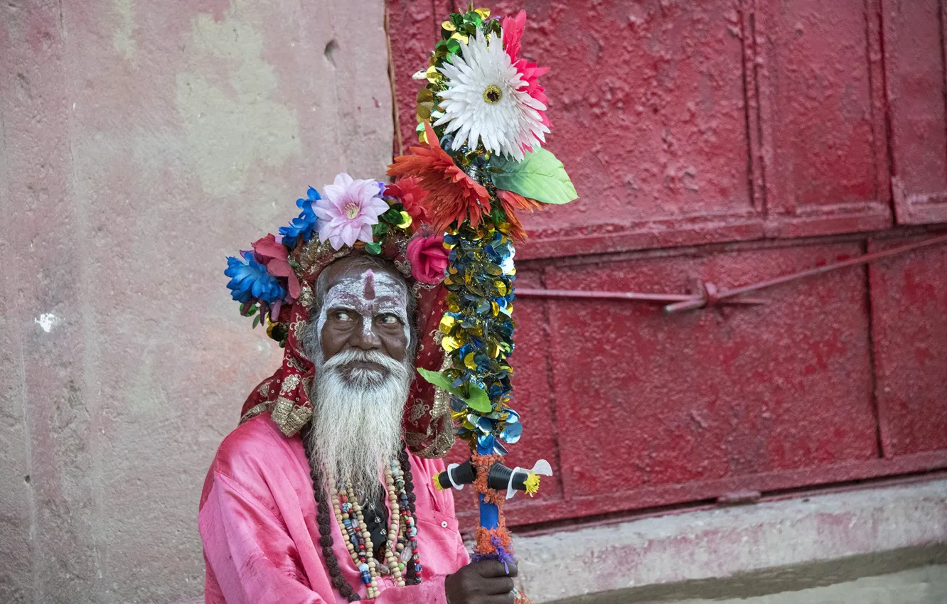 Photo wallpaper India, Varanasi, religious ascetic, mendicant, Sadhu