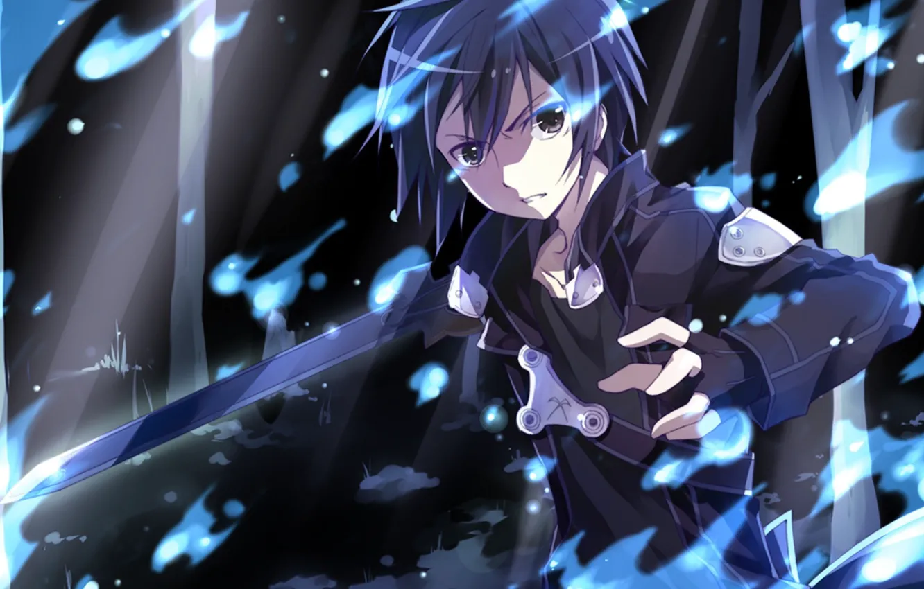 Photo wallpaper look, lights, sword, Sword art online, Kirito, sword art online, Paine