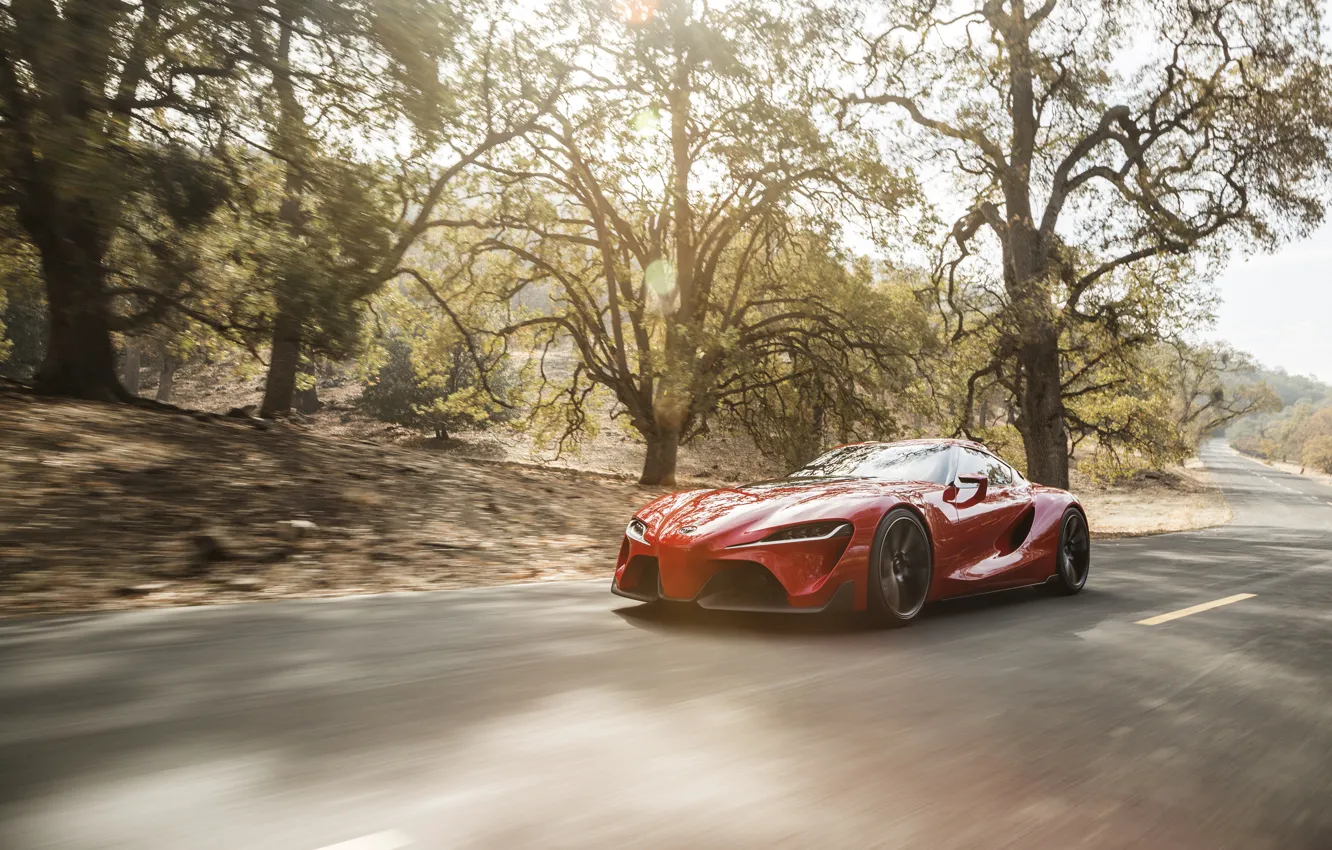 Photo wallpaper road, auto, Concept, speed, Toyota, the front, FT-1