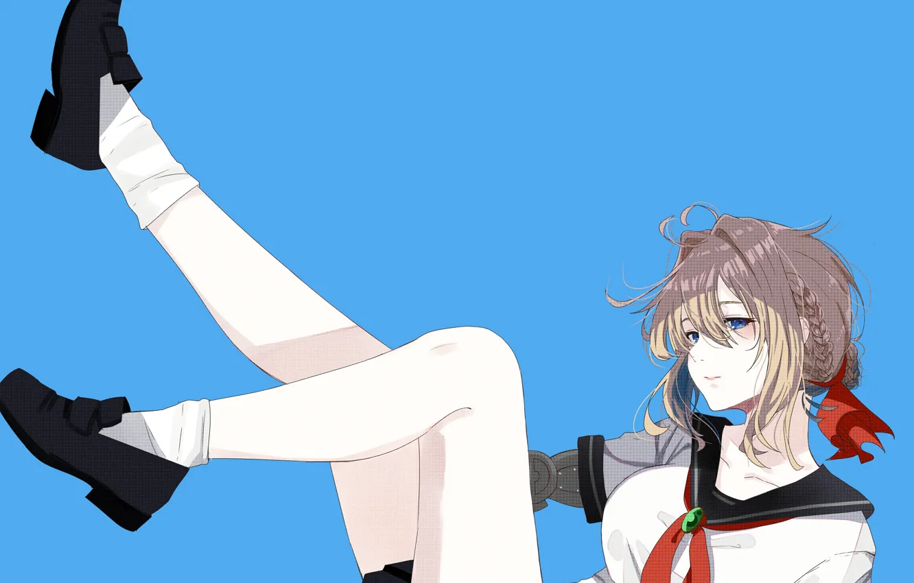 Photo wallpaper girl, school uniform, Violet Evergarden